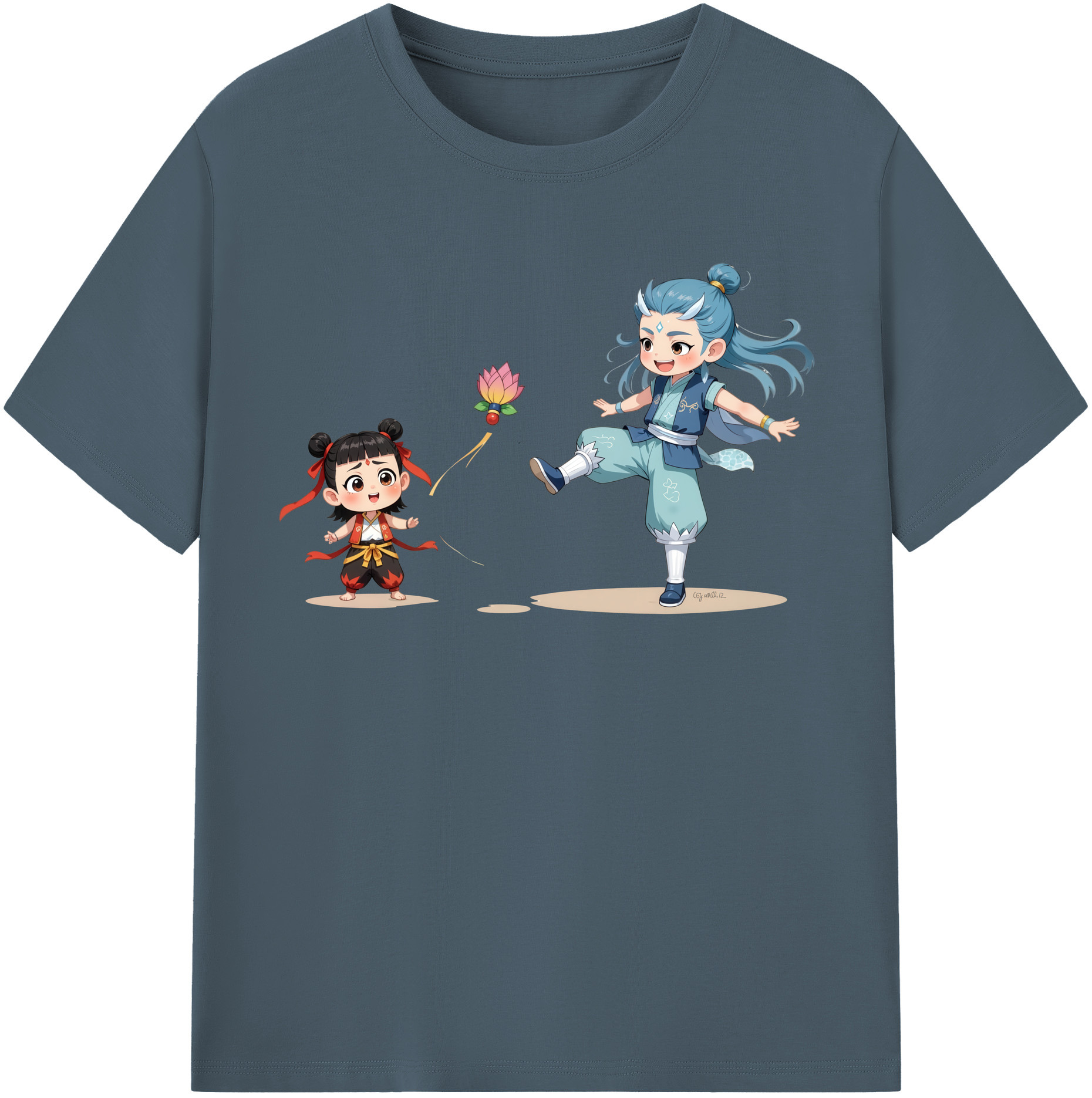 （画像用） Ne Zha 2 ナタ 魔童の大暴れ 綿100％半袖Tシャツ（フロントプリント）